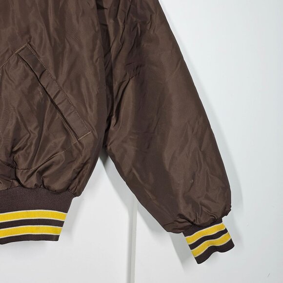 60s Vintage Brown Quilted Bomber Jacket Mens L‎ Pla-Jac By Dunbrooke USA Snap - Picture 13 of 16